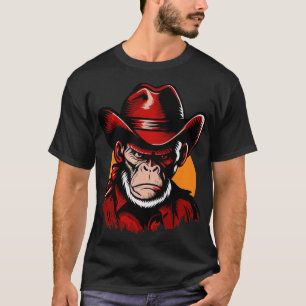 Cowboy chimp Vector Illustration T-Shirt