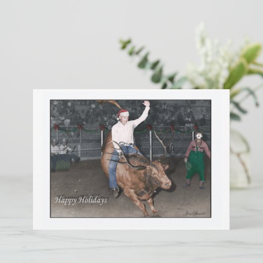 Cowboy Christmas Feiertagskarte (Stehend Vorderseite)