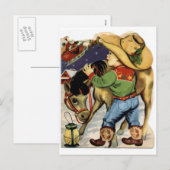 Cowboy Christmas Feiertagspostkarte (Vorne/Hinten)