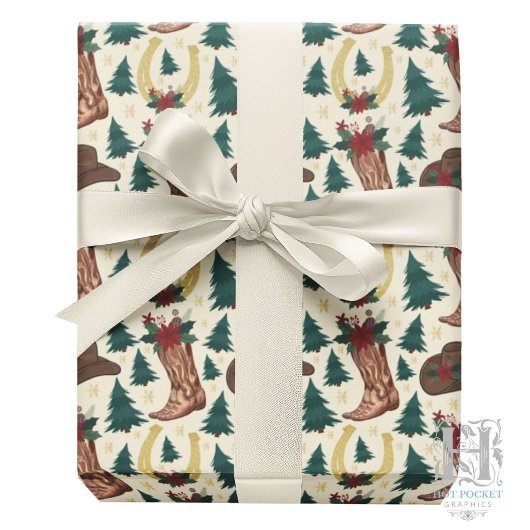 Cowboy Christmas Gift Wrapping Paper - Cream Geschenkpapier