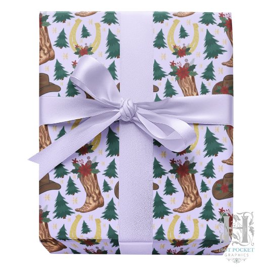 Cowboy Christmas Gift Wrapping Paper - Purple Geschenkpapier
