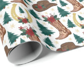 Cowboy Christmas Gift Wrapping Paper - White Geschenkpapier (Rolleneckpunkt)
