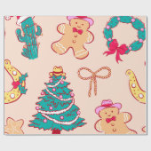 Cowboy Christmas Gingerbread Geschenkpapier (Flach)