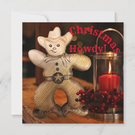 Cowboy Christmas Gingerbrei Man Holiday Karte (Vorderseite)