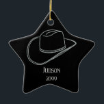 Cowboy Christmas Hat Star Ornament<br><div class="desc">Cowboy Weihnachten Hat Star Ornament. Für einige Formen können Sie gewollt werden,  um die Größe des Hutes und des Textes in Edit Design anzupassen,  oder schreiben Sie mir um Hilfe. Design von Claudine Boerner. Copyright (c) 2023 Claudine Boerner und seine Lizenzgeber. Alle Rechte vorbehalten.</div>