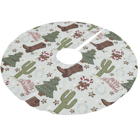 Cowboy Christmas Polyester Weihnachtsbaumdecke (Schrägansicht)
