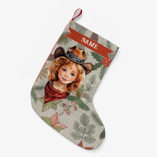 Cowboy Christmas Stocking Kleiner Weihnachtsstrumpf (Vorderansicht (hängend))