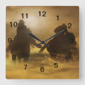 Cowboy Clock Quadratische Wanduhr (Vorderseite)