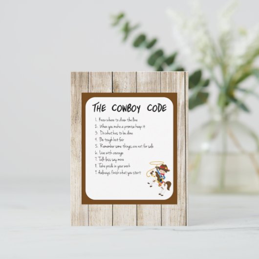 Cowboy-Code Postkarte (Stehend Vorderseite)