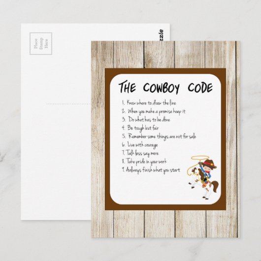 Cowboy-Code Postkarte (Vorne/Hinten)