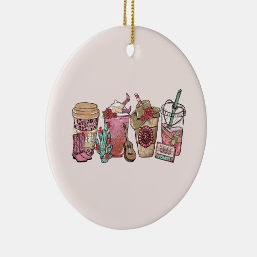 Cowboy Coffee Time Keramik Ornament (Rechts)