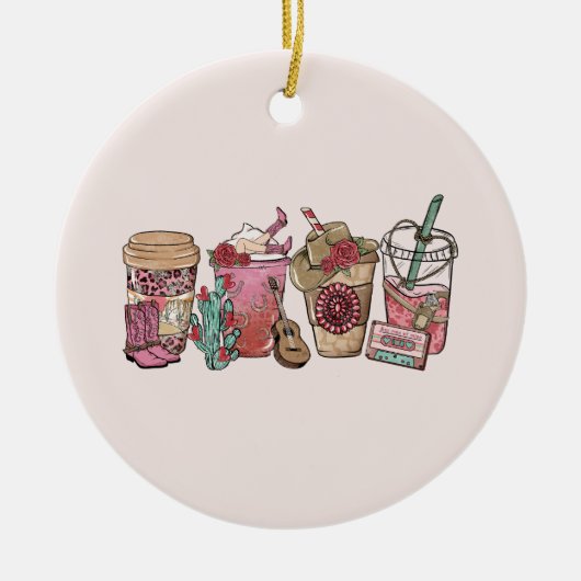 Cowboy Coffee Time Keramik Ornament (Vorne)