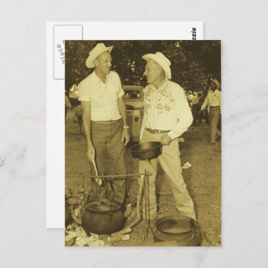 COWBOY COOKS POSTCARD POSTKARTE (Vorne/Hinten)