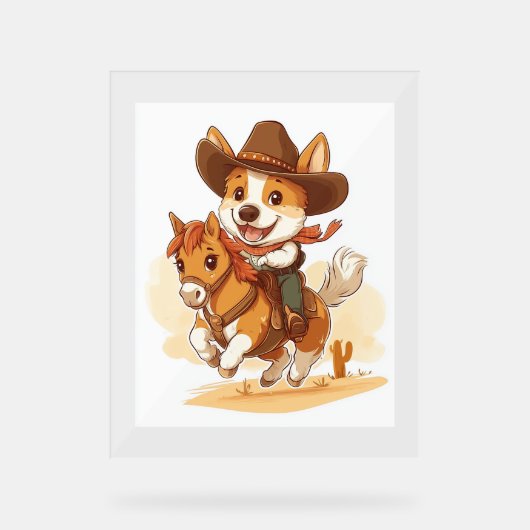 Cowboy Corgi - Western Rodeo Dog Acrylschild (Vorderseite)