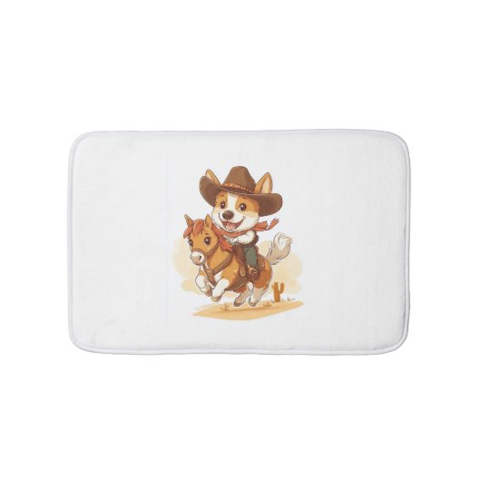 Cowboy Corgi - Western Rodeo Dog Badematte (Vorderseite)