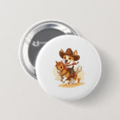 Cowboy Corgi - Western Rodeo Dog Button (Vorne & Hinten)