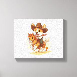 Cowboy Corgi - Western Rodeo Dog Leinwanddruck