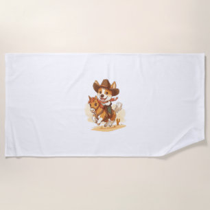 Cowboy Corgi - Western Rodeo Dog Strandtuch