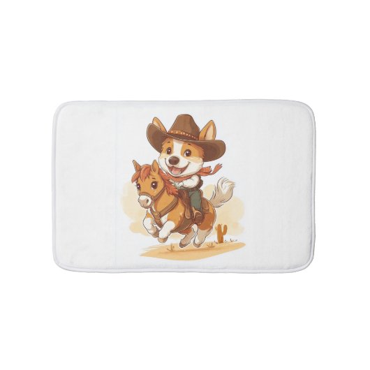 Cowboy Corgi � Western Rodeo Hund Badematte (Vorderseite)