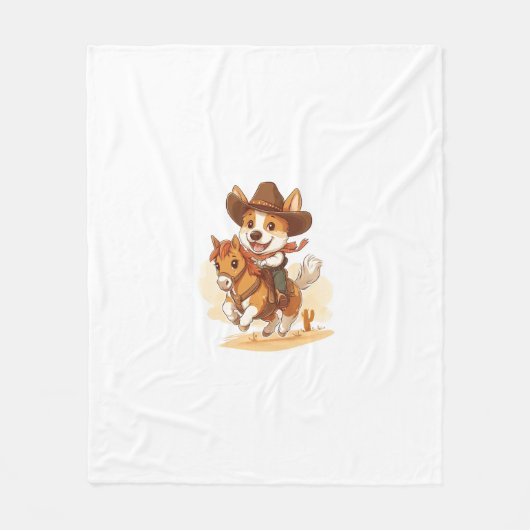 Cowboy Corgi � Western Rodeo Hund Fleecedecke (Vorderseite)