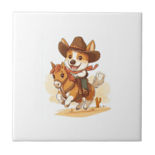 Cowboy Corgi � Western Rodeo Hund Fliese