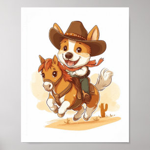 Cowboy Corgi � Western Rodeo Hund Poster