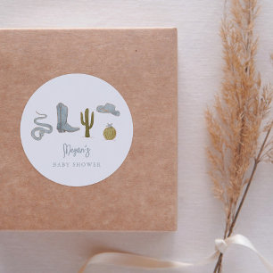 Cowboy Country Baby Dusche Gefallen Runder Aufkleber