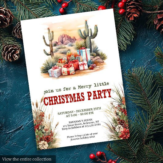 Cowboy country Christmas party editable invitation Einladung