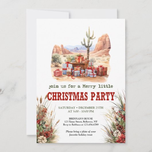 Cowboy country Christmas party editable invitation Einladung (Vorderseite)