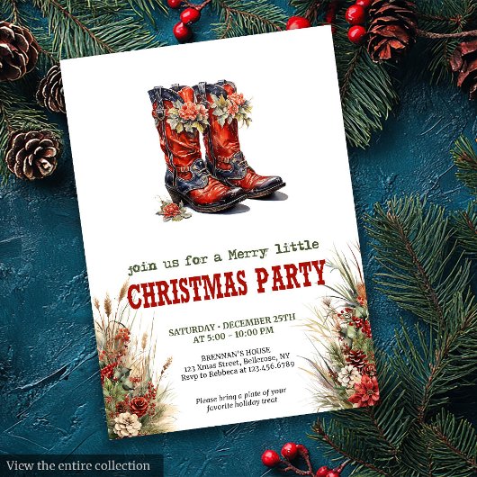 Cowboy country Christmas party editable invite  Einladung