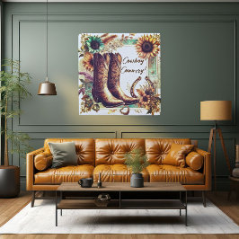 Cowboy Country Rustikaler Western Holzdruck