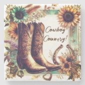 Cowboy Country Rustikaler Western Steinuntersetzer (Vorderseite)