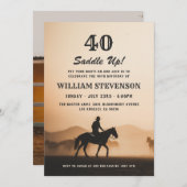 Cowboy Country Vintag Rustikales Foto 40. Geburtst Einladung (Vorne/Hinten)