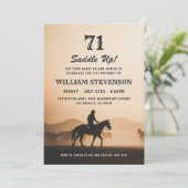 Cowboy Country Vintag Rustikales Foto 71. Geburtst Einladung (Stehend Vorderseite)