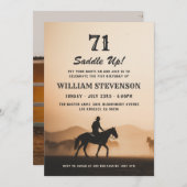 Cowboy Country Vintag Rustikales Foto 71. Geburtst Einladung (Vorne/Hinten)