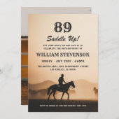 Cowboy Country Vintag Rustikales Foto 89. Geburtst Einladung (Vorne/Hinten)