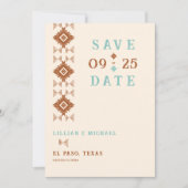 Cowboy Country Western Aztec Wedding Save the Date Einladung (Vorderseite)