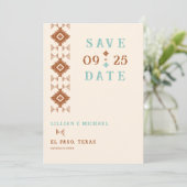 Cowboy Country Western Aztec Wedding Save the Date Einladung (Stehend Vorderseite)