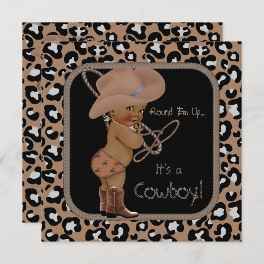Cowboy Country Western Babydusche ethnisch Einladung (Vorne/Hinten)