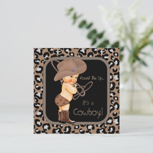 Cowboy Country Western Kinderdusche Einladung (Stehend Vorderseite)