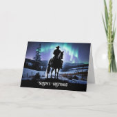Cowboy Country Western Northern Lights Christmas Karte (Vorderseite)