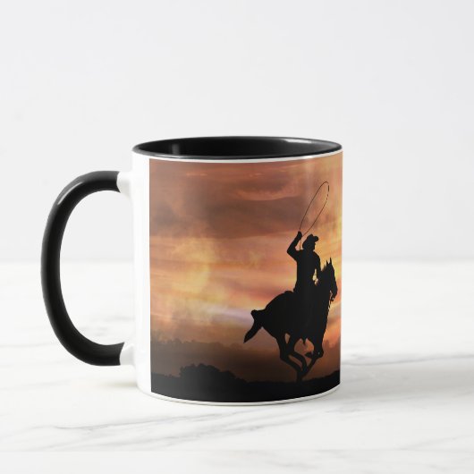 Cowboy Country Western Rodeo Roping Wildes Pferd Tasse (Links)