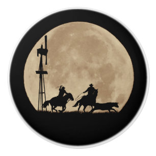 Cowboy Country Western Team Roping Keramikknauf