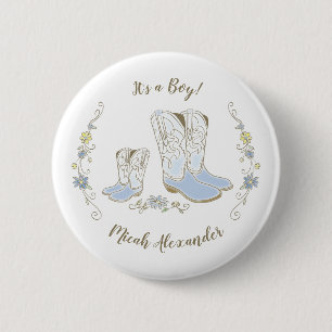 Cowboy Country Western Thema Blue Baby Dusche Button