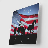 Cowboy Country Western Wilde Pferde Quadratische Wanduhr (Winkel)