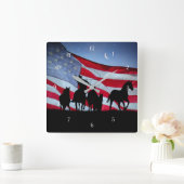 Cowboy Country Western Wilde Pferde Quadratische Wanduhr (Zuhause)