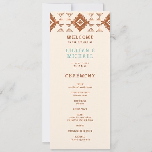 Cowboy Country Western Wüste Liebe Hochzeitsprogra (Vorderseite)