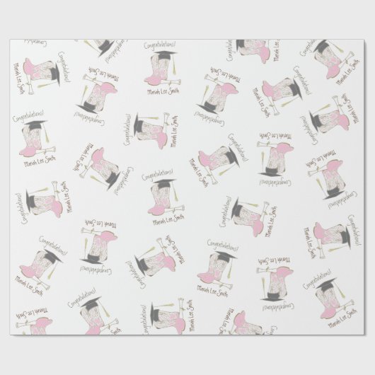 Cowboy Cowgirl Abschluss Country Western Party Geschenkpapier (Flach)