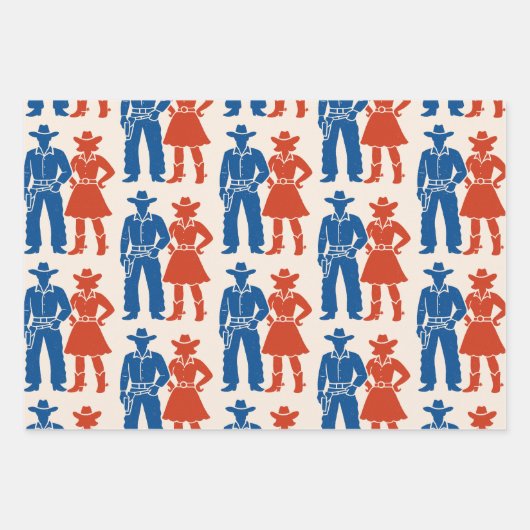 Cowboy & Cowgirl Americana Geschenkpapier Set (Vorderseite 2)