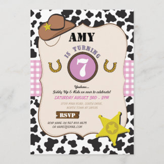 Cowboy Cowgirl Birthday Party Cow Girl Pink Einlad Einladung